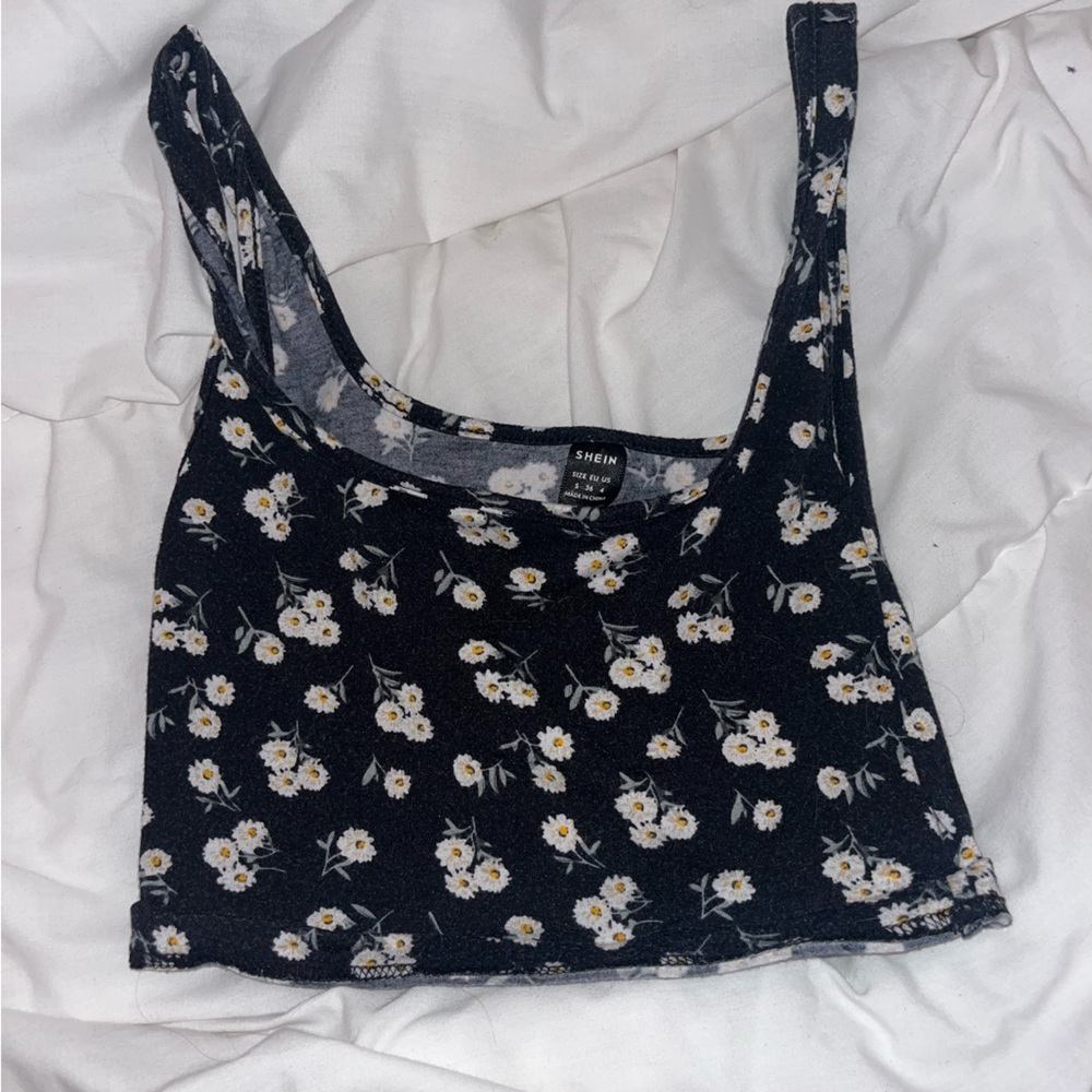 floral black tank